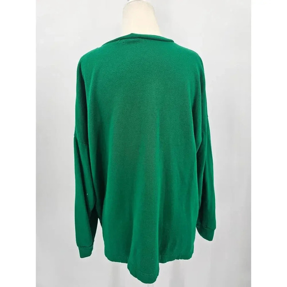 Vtg 90s Women's Green Christmas Santa Dogs Holiday Crewneck Sweater - Picture 3 of 8